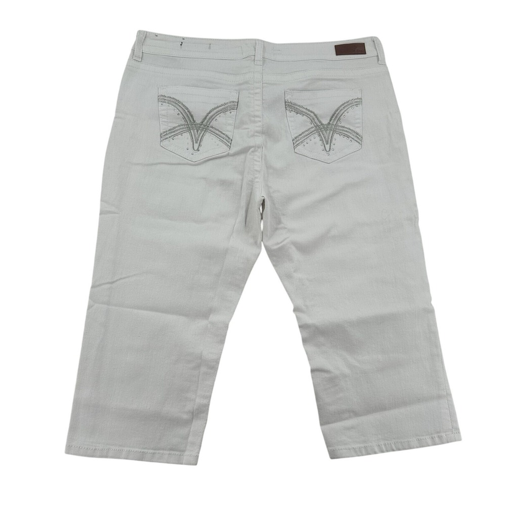VGS Denim For All Time Womens Embellished Capri Jeans Off White Size 16 Summer
